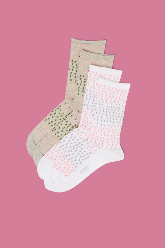 2er-Pack Socken mit Punktemuster, Bio-Baumwolle, BEIGE/WHITE, detail image number 0