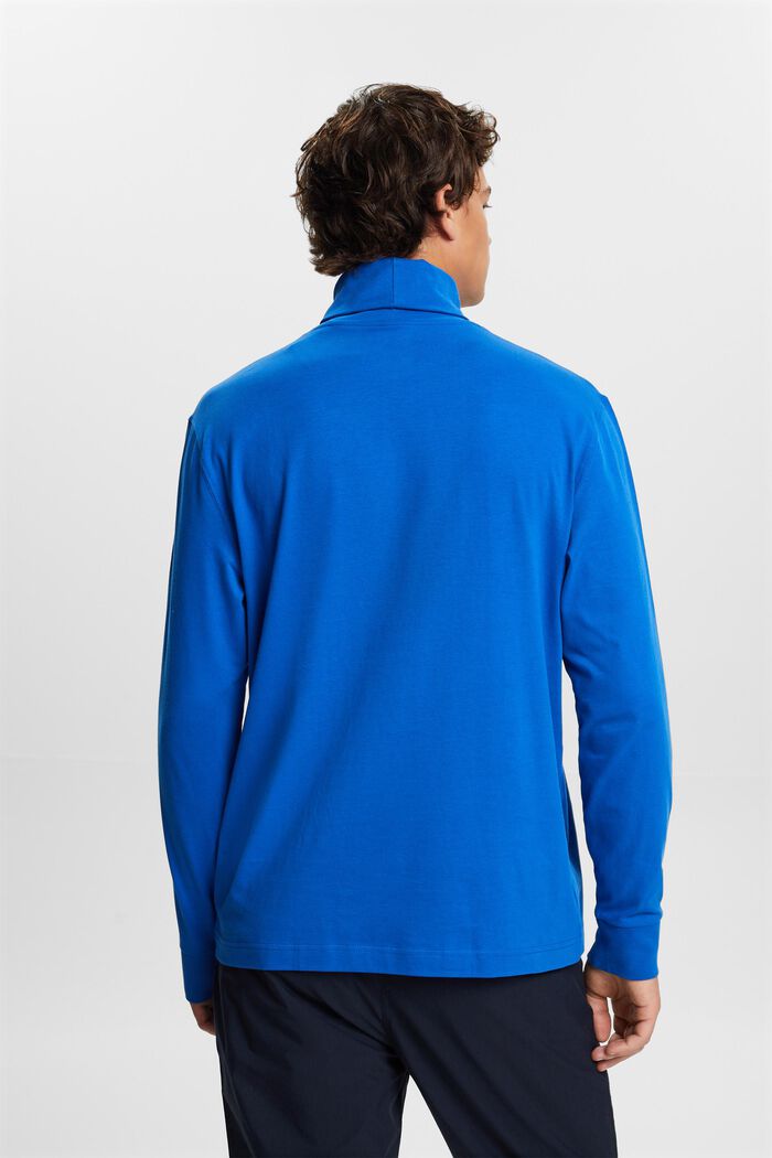 T-shirt à manches longues et col cheminée en coton, BRIGHT BLUE, detail image number 4