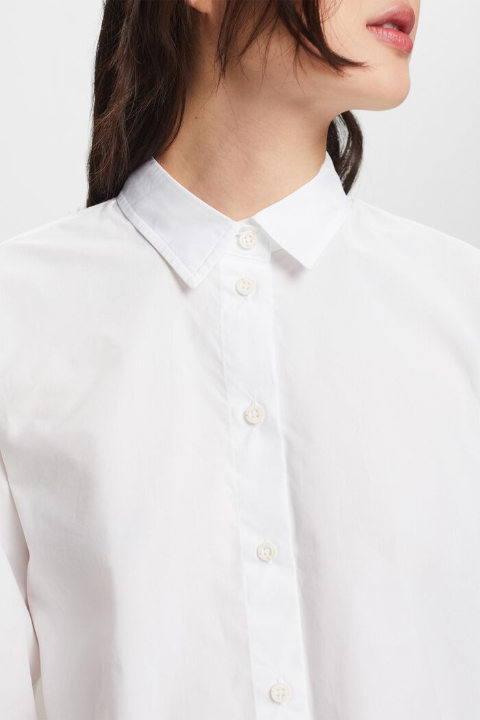 Cropped-Bluse aus Popeline, WHITE, detail image number 3