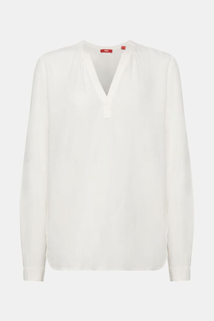Basic-Bluse mit V-Ausschnitt, OFF WHITE, detail image number 6