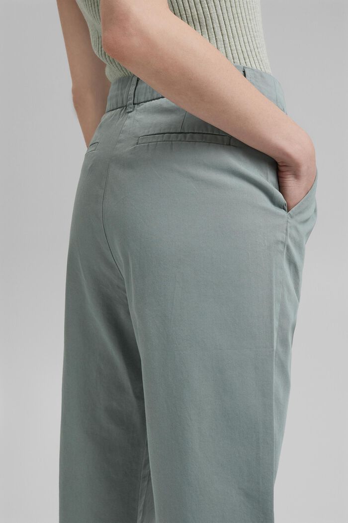 Chino taille haute, 100 % coton Pima, DUSTY GREEN, detail image number 2