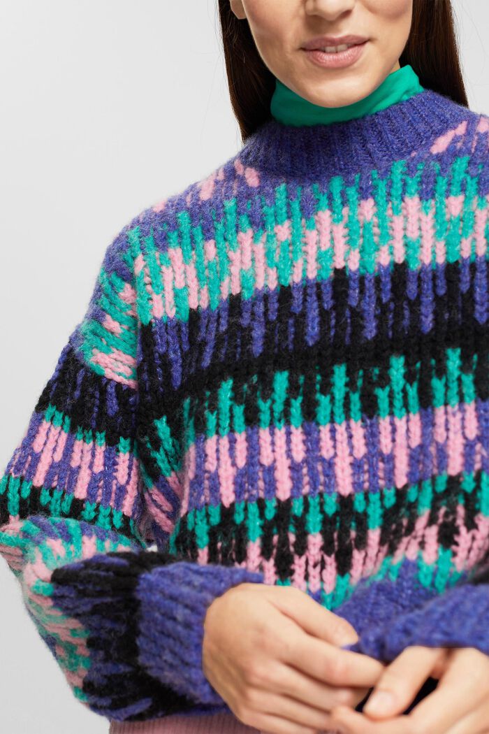 Pull-over en laine épaisse mélangée multicolore, BRIGHT BLUE, detail image number 2