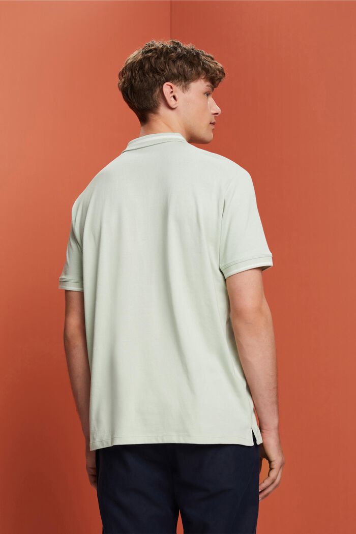 Polo-Shirt aus Jersey, Baumwollmix, PASTEL GREEN, detail image number 3