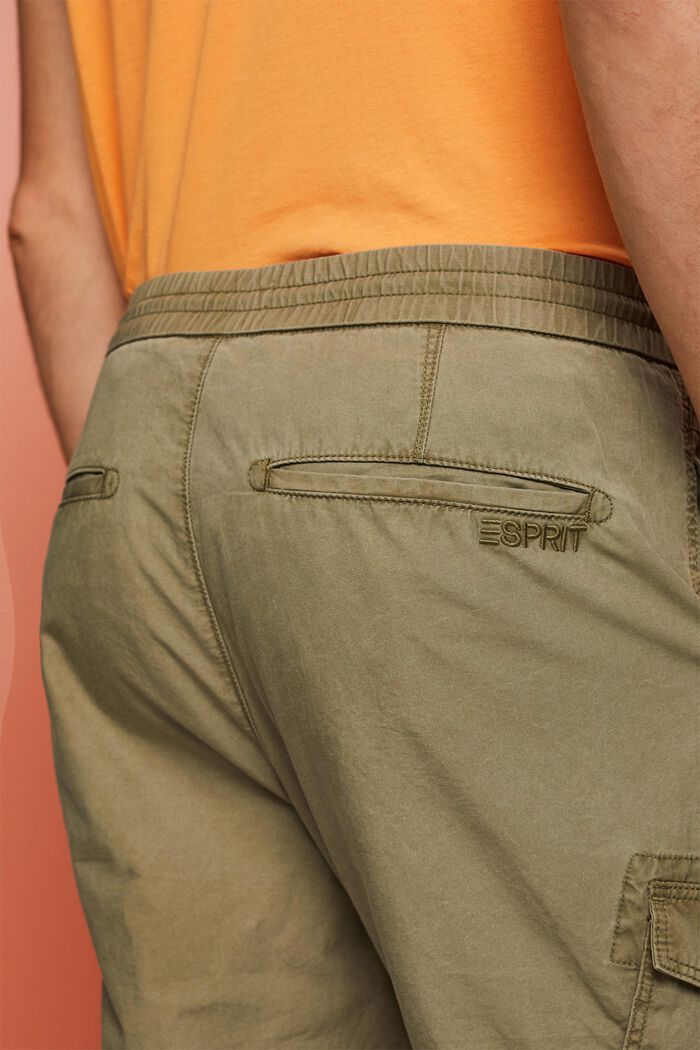 Pantalon cargo à enfiler, 100 % coton, OLIVE, detail image number 4
