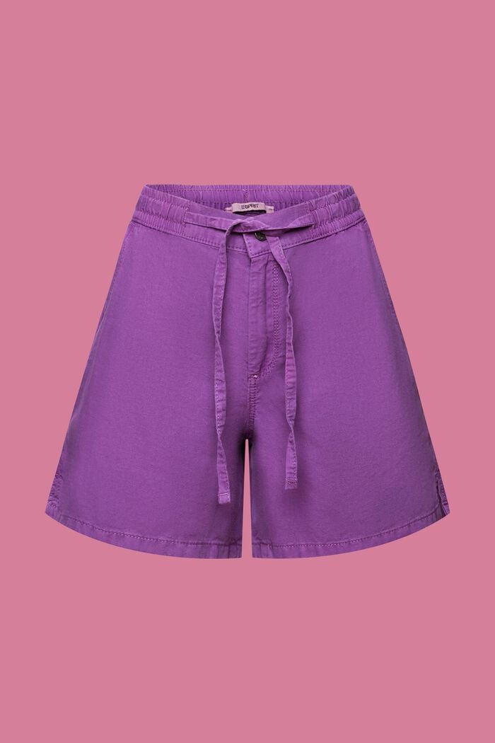 Twill-Shorts mit gesmokter Taille, PURPLE, detail image number 6