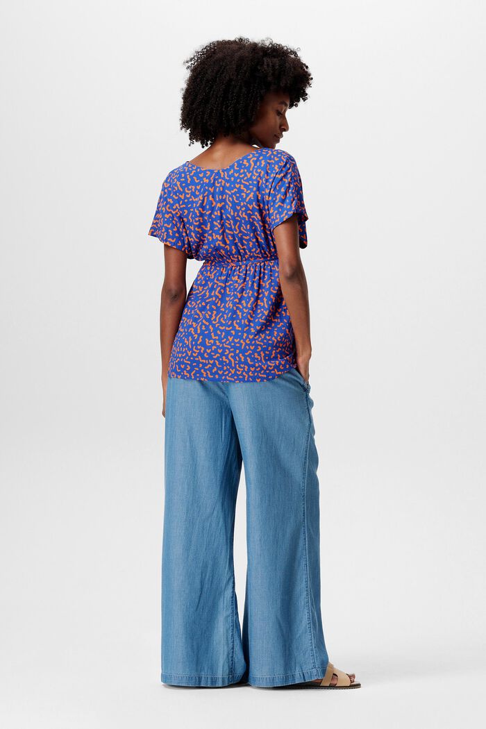 MATERNITY Bedruckte Bluse mit V-Ausschnitt, ELECTRIC BLUE, detail image number 4