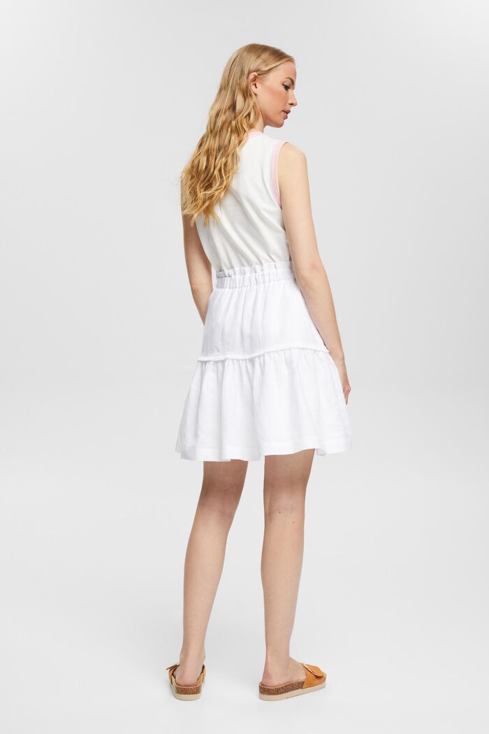 Mini-jupe en lin mélangé, WHITE, detail image number 4