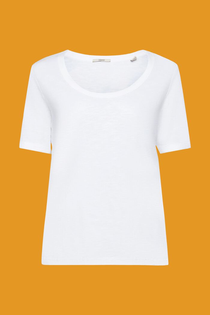 Baumwoll-T-Shirt mit U-Ausschnitt, WHITE, detail image number 6