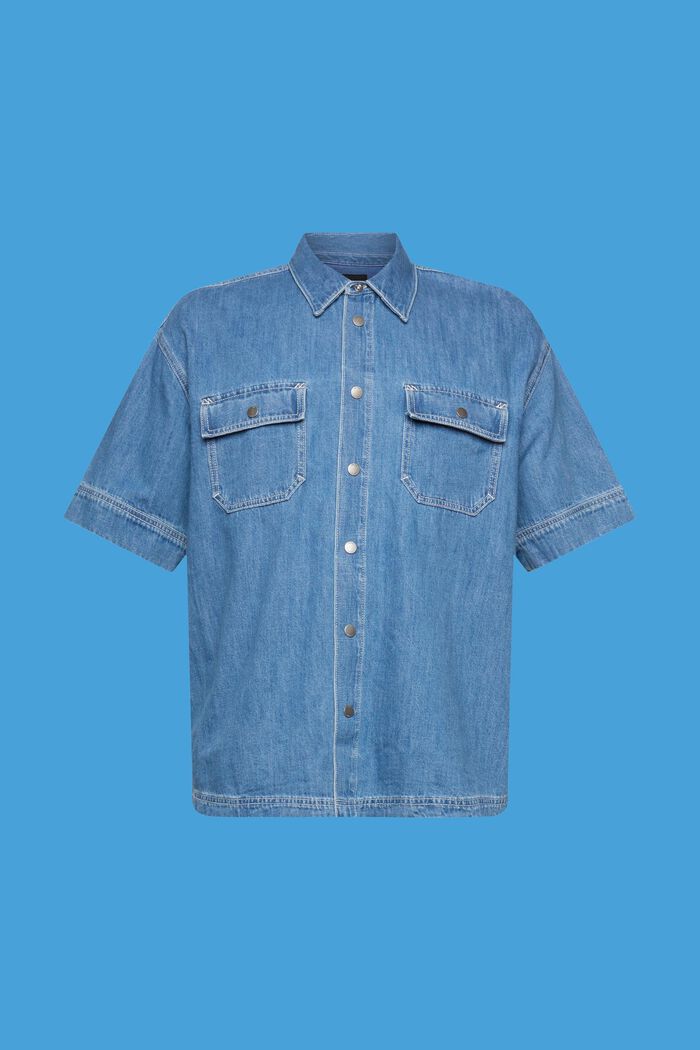 Chemise en jean à fermetures pressionnées sur le devant, BLUE MEDIUM WASHED, detail image number 6