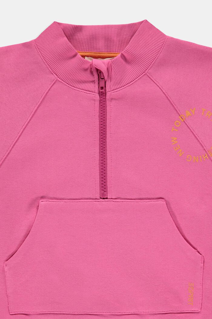 Sweat-shirt en coton doté d’un zip court, PINK FUCHSIA, detail image number 2