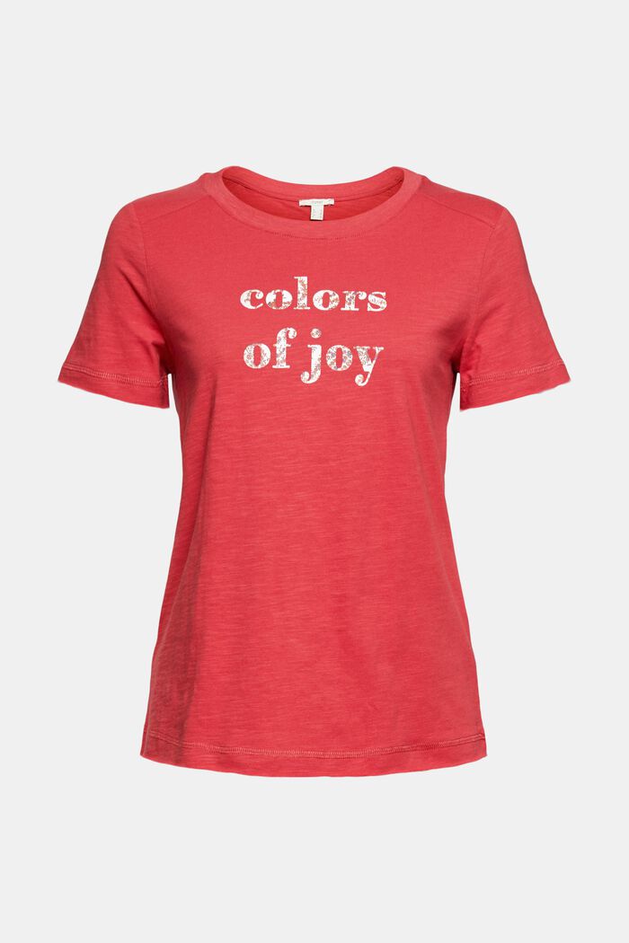 T-Shirt mit Wording-Print, Organic Cotton, RED, overview