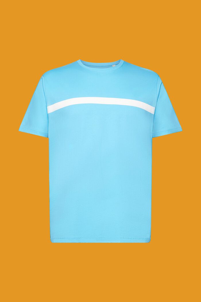 Baumwoll-T-Shirt mit Kontraststreifen, TURQUOISE, detail image number 5