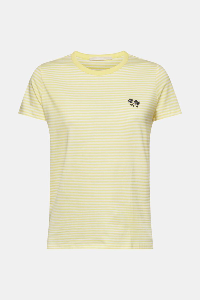 T-shirt à rayures et fleur brodée, LIGHT YELLOW, detail image number 6