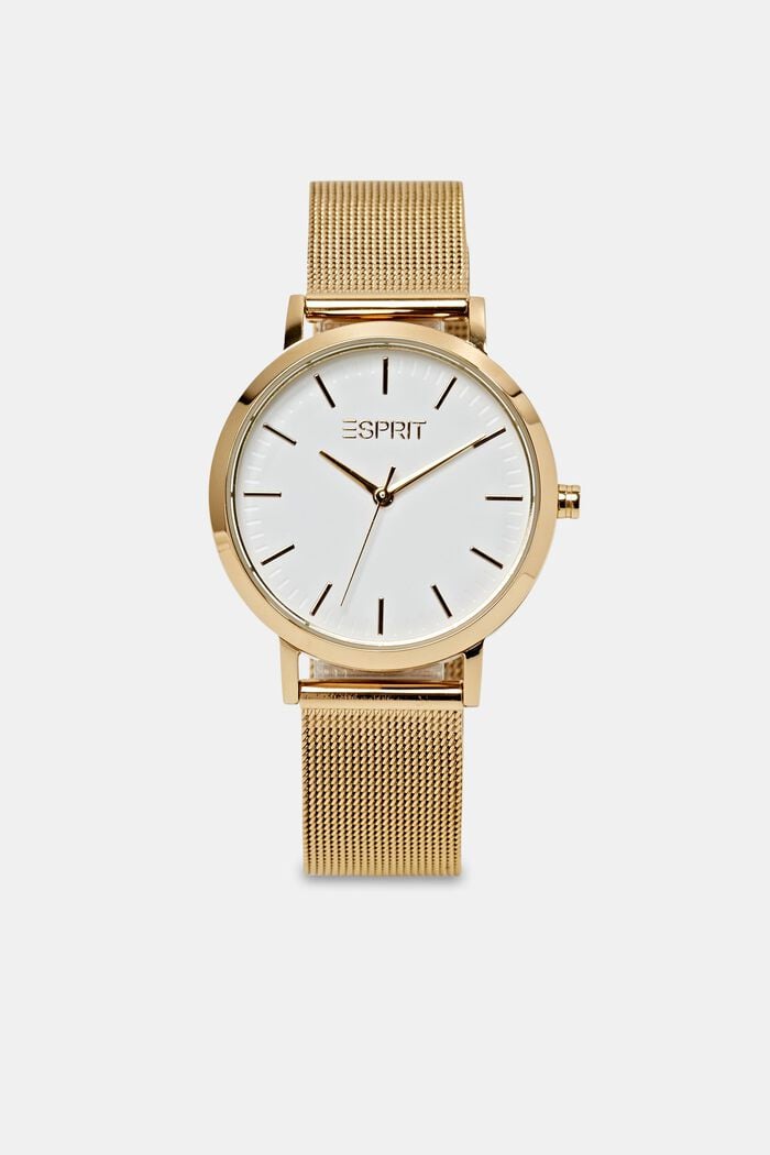 Edelstahl-Uhr mit Mesh-Armband, GOLD, detail image number 0