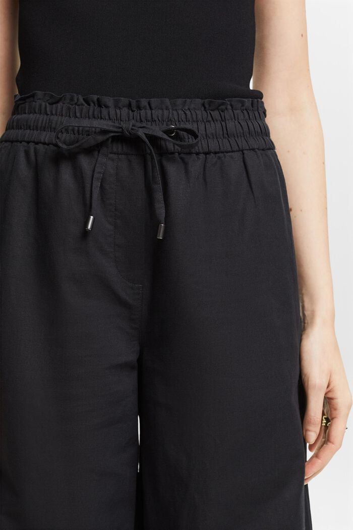 Pantalon en coton et lin, BLACK, detail image number 4