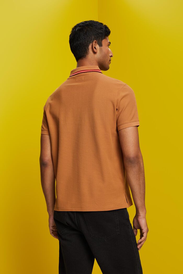 Piqué-Poloshirt mit Glitzer, 100 % Baumwolle, CAMEL, detail image number 3