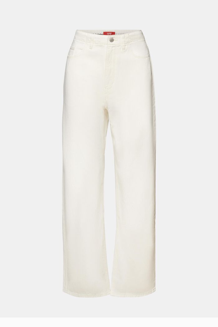 Pantalon en twill à jambes larges, 100 % coton, OFF WHITE, detail image number 8