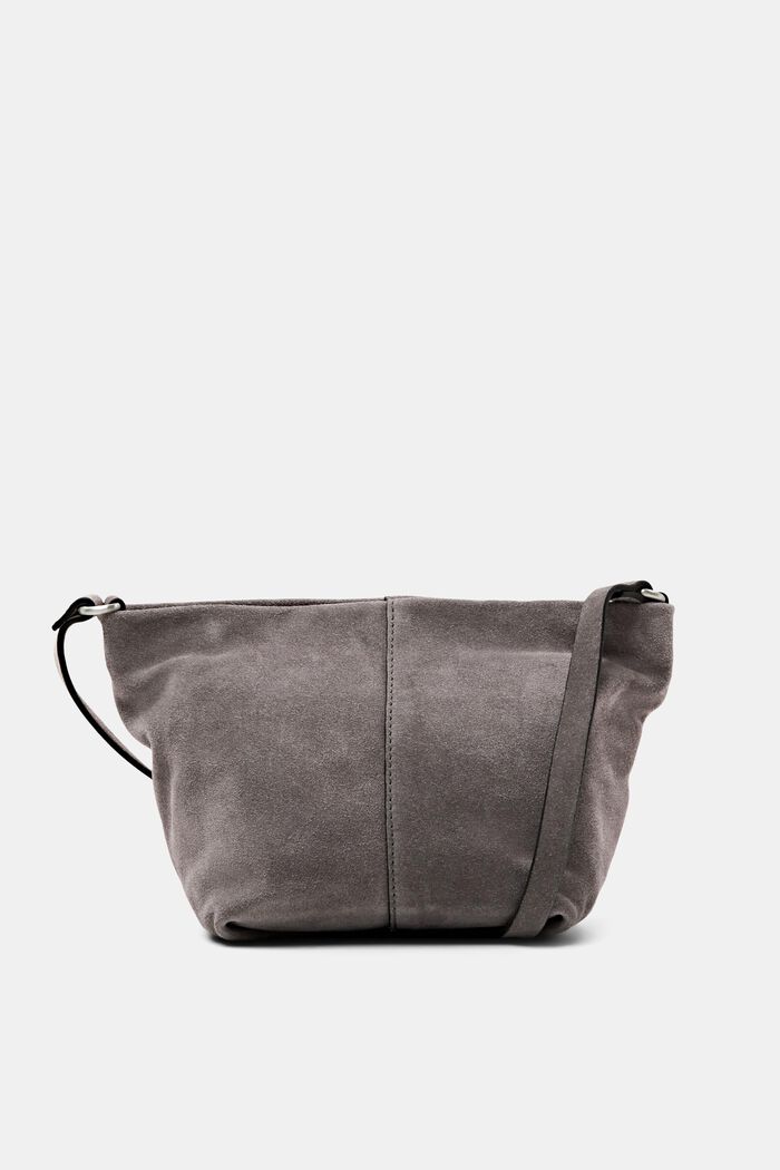 Petit sac porté épaule en daim, TAUPE, detail image number 0