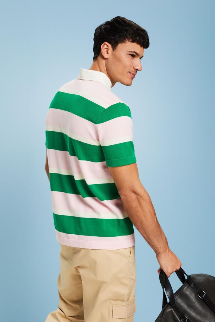 Polo en coton à rayures et logo, GREEN, detail image number 2