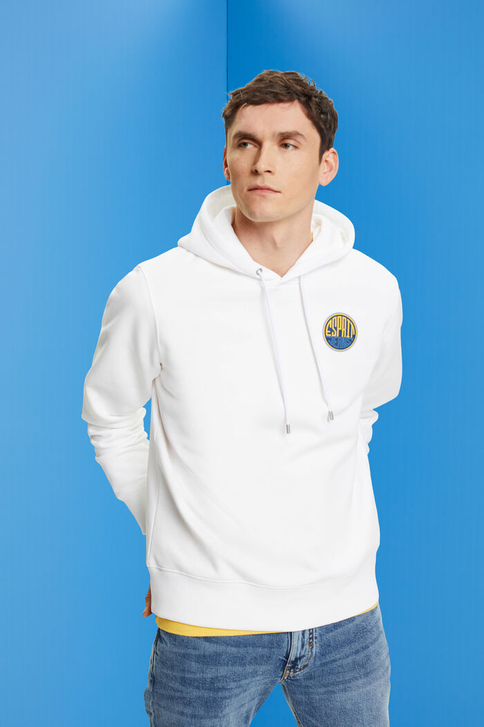 Sweat-shirt en coton à capuche et logo, WHITE, detail image number 0