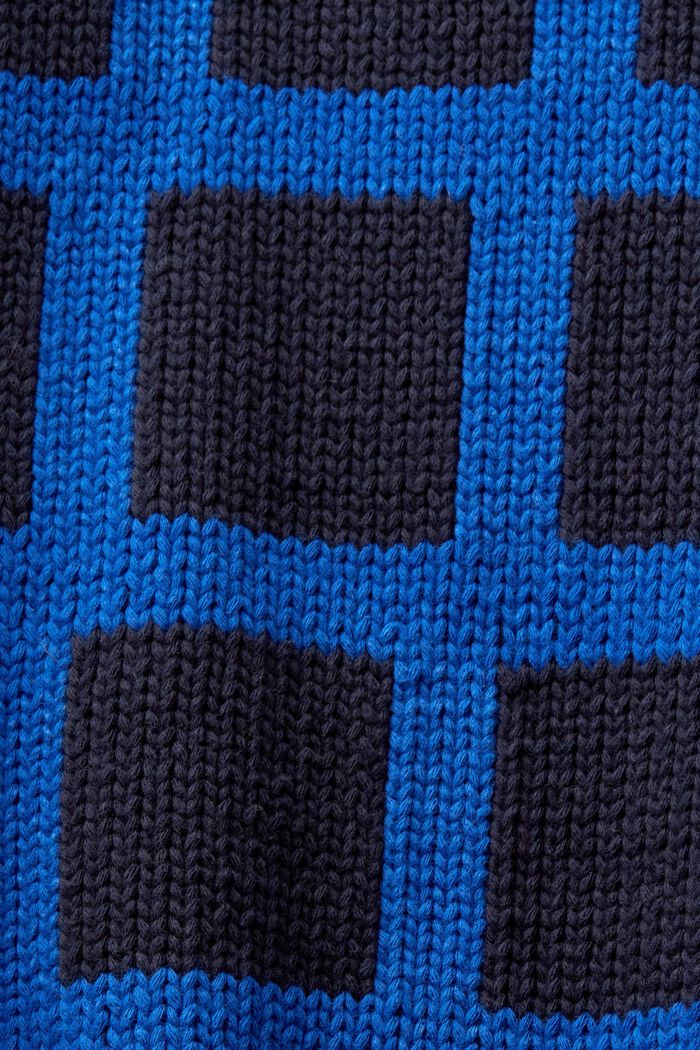 Grobstrickpullover mit Logo und Gittermuster, BRIGHT BLUE, detail image number 5