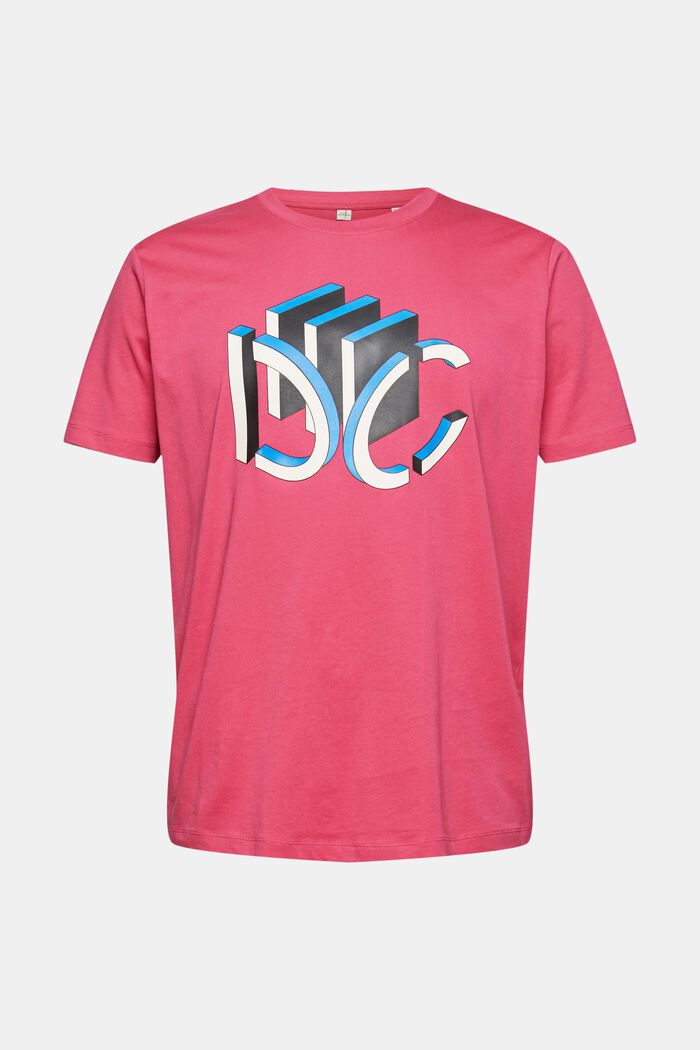 T-shirt en jersey à logo imprimé graphique en 3D, DARK PINK, detail image number 2