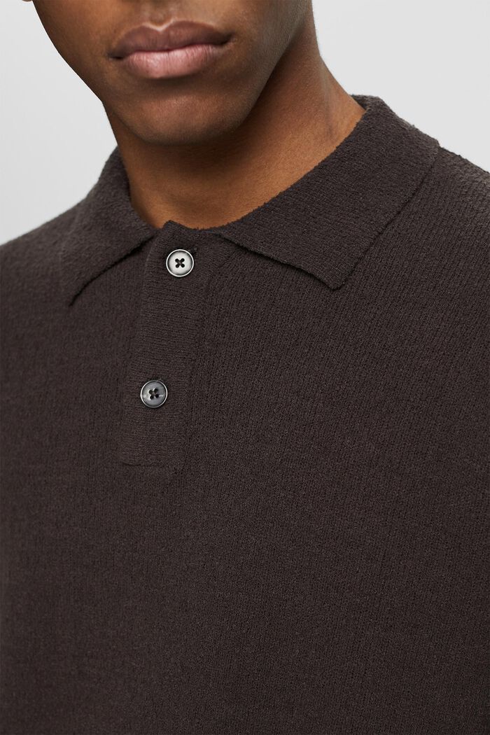 Polo-Shirt in Bouclé-Optik, BROWN, detail image number 2