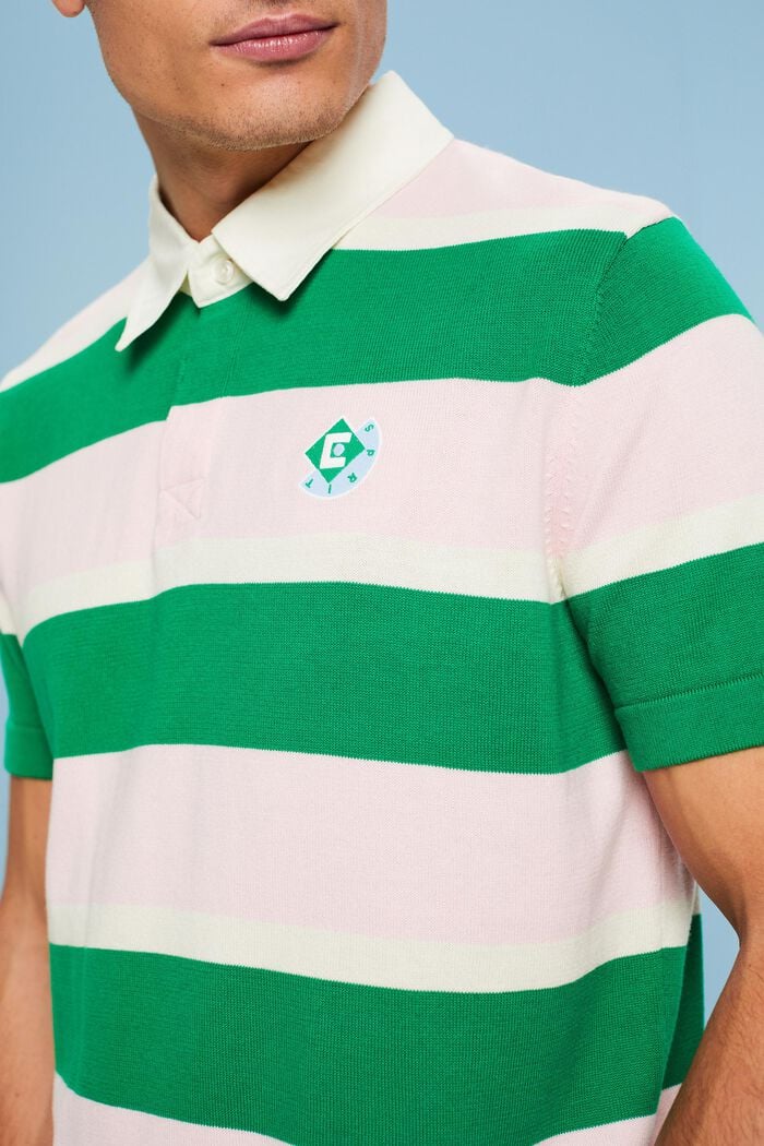 Polo en coton à rayures et logo, GREEN, detail image number 3