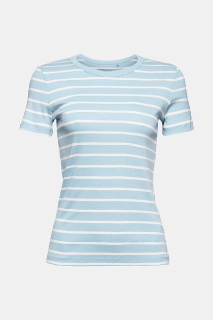T-shirt à rayures, 100 % coton biologique, GREY BLUE, overview