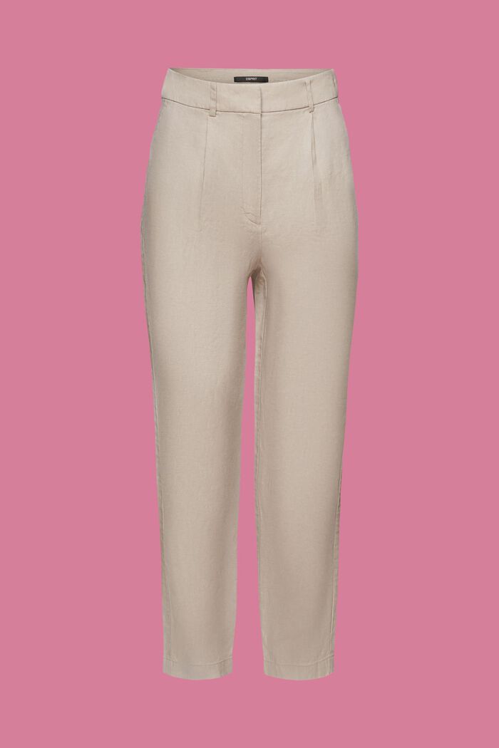 Pantalon raccourci en lin, LIGHT TAUPE, detail image number 6