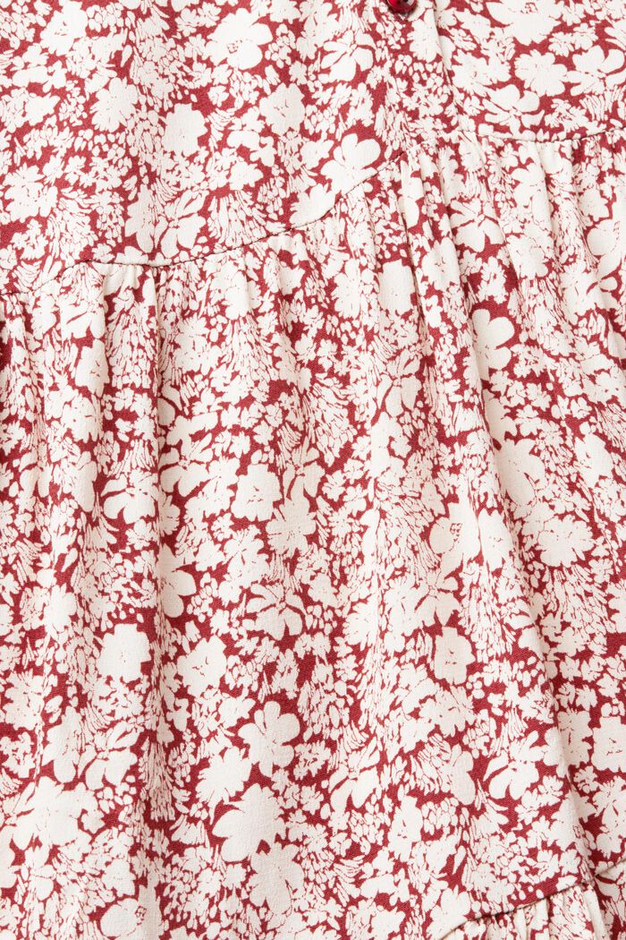 Bedrucktes Kleid mit Volantsaum, DARK RED, detail image number 5