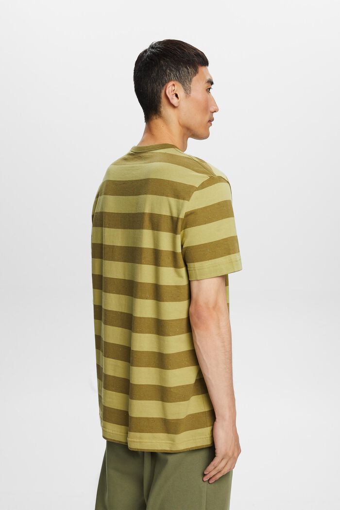 T-shirt rayé en fil comportant des neps, OLIVE, detail image number 4
