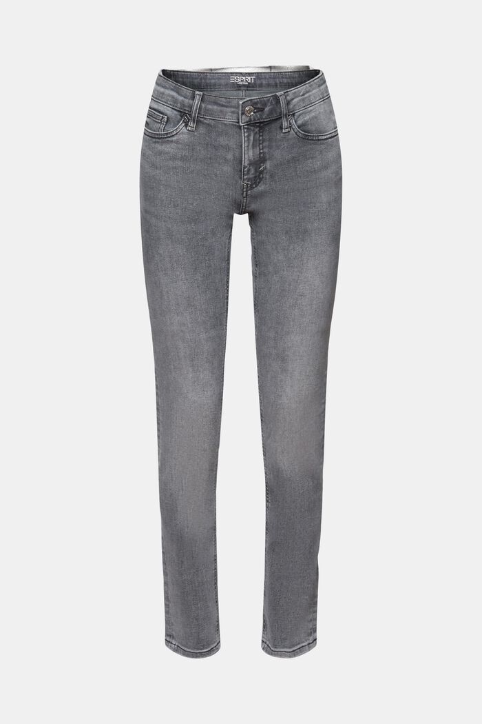 Schmale Jeans mit mittelhohem Bund, GREY MEDIUM WASHED, detail image number 7