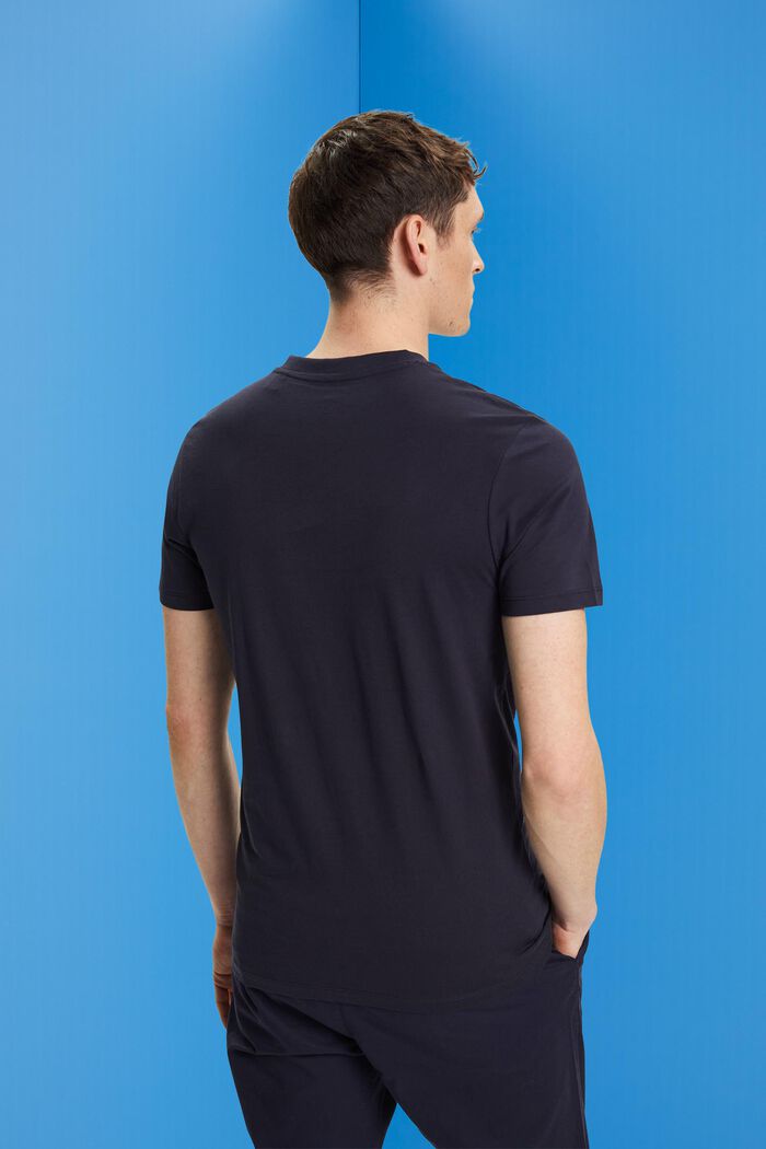 T-Shirt aus Baumwolle mit V-Ausschnitt, Slim Fit, NAVY, detail image number 3