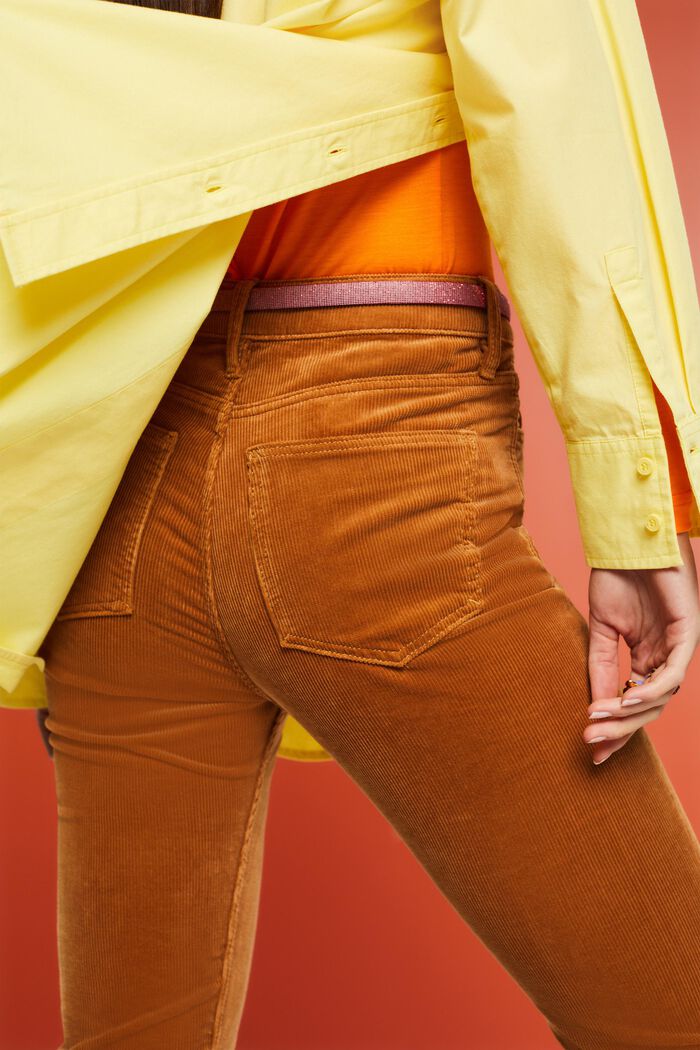 Pantalon Straight Fit taille haute en velours côtelé, CARAMEL, detail image number 3