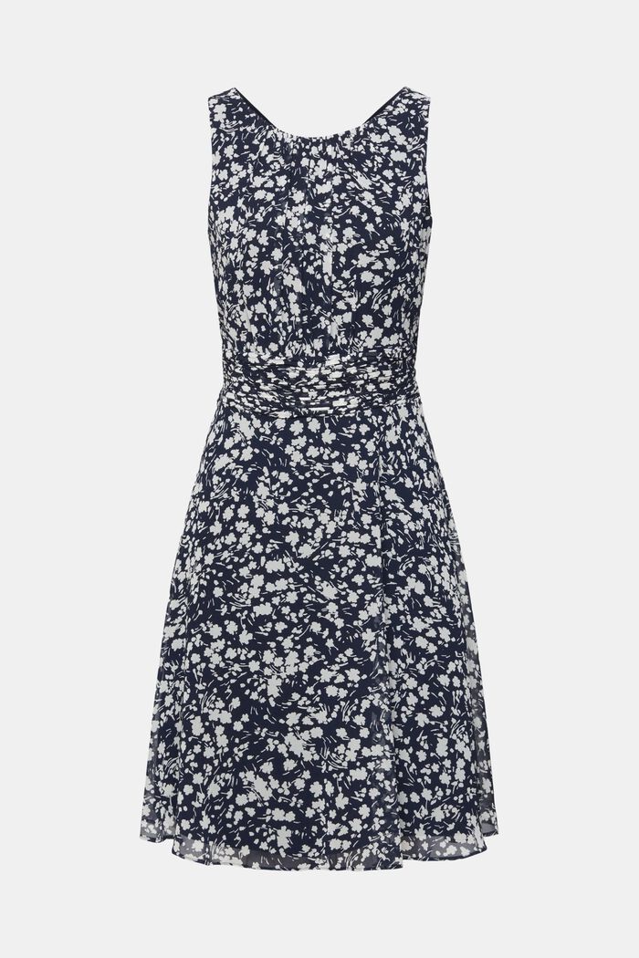 Recycelt: Chiffon-Kleid mit geraffter Taille, NEW NAVY, detail image number 2