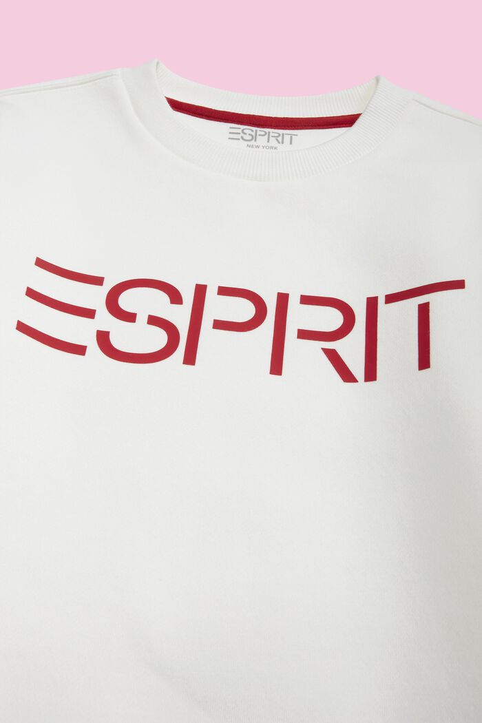 Sweat-shirt à col rond et logo, WHITE, detail image number 2
