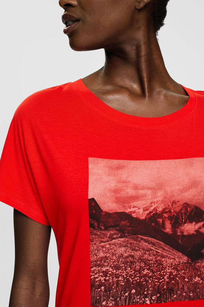 Print-T-Shirt, LENZING™ ECOVERO™, RED, detail image number 0