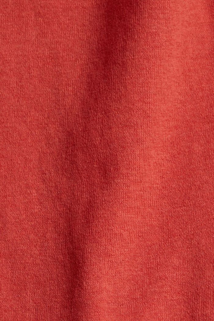 Pullover mit Kordelzugsaum, 100% Baumwolle, CORAL, detail image number 4