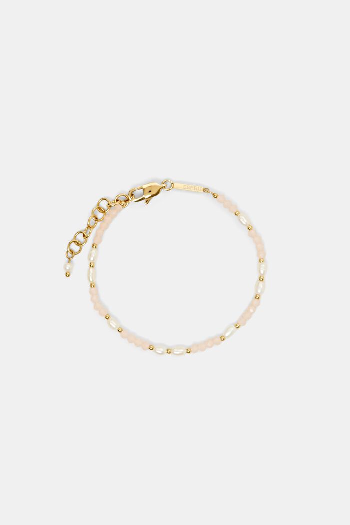 Bracelet en acier inoxydable à perles, GOLD, detail image number 0