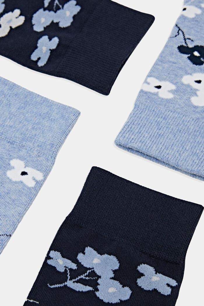 2er-Pack Socken mit Blumenmuster, LIGHT BLUE/NAVY, detail image number 1