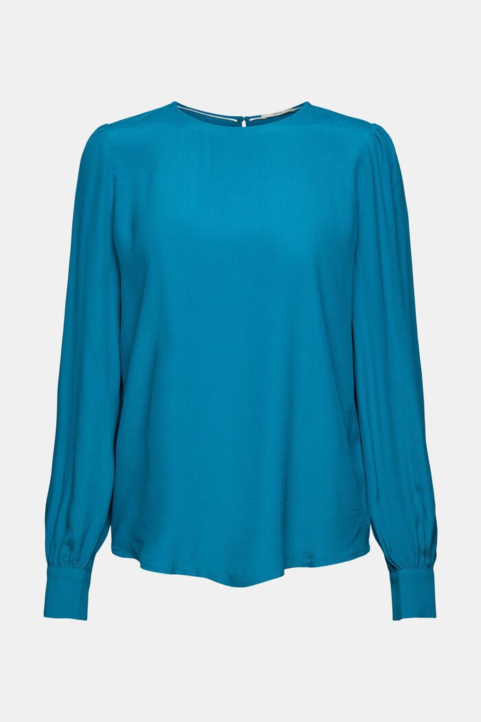 Unifarbene Bluse, TEAL BLUE, detail image number 2