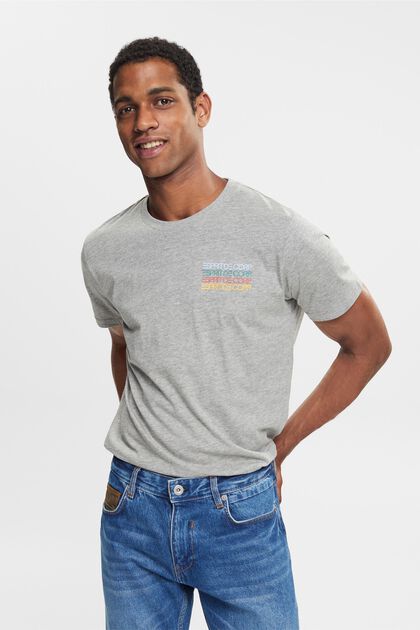 T-shirt en jersey à imprimé logo coloré, MEDIUM GREY, overview
