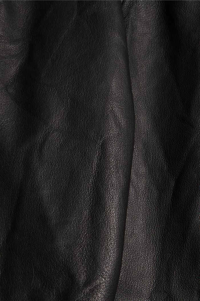 En cuir : le pantalon de jogging à taille à cordon de serrage, BLACK, detail image number 4