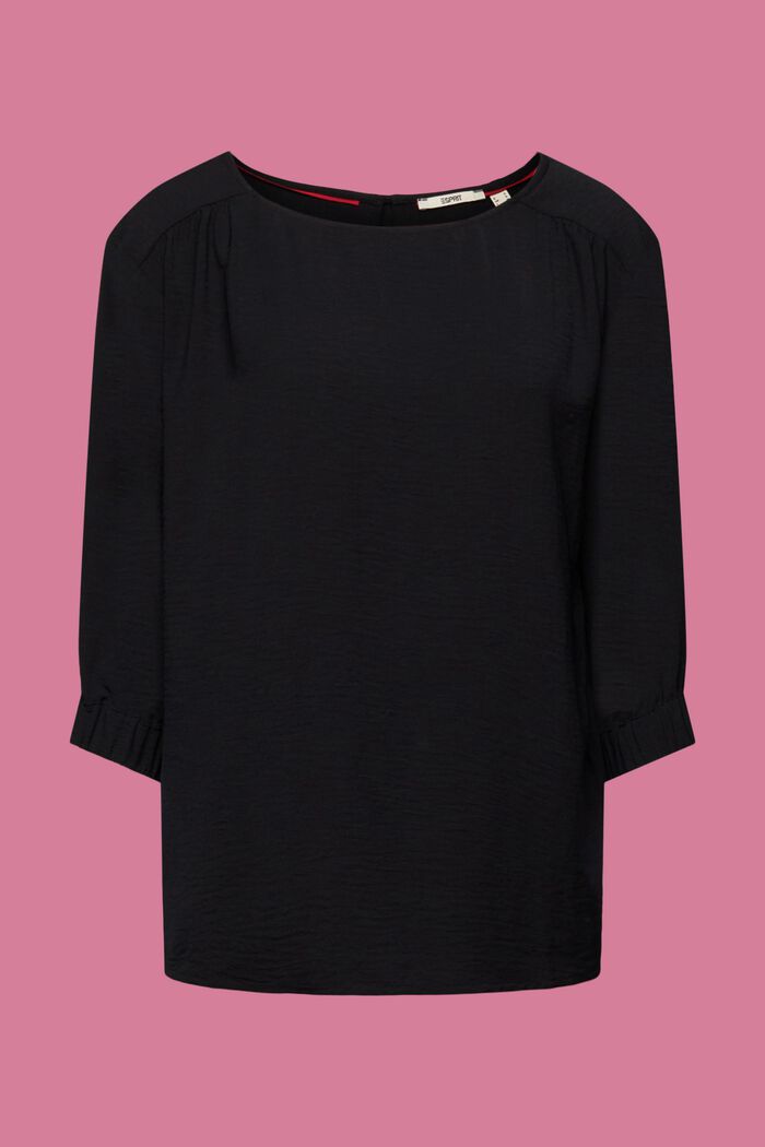 Crêpe-Bluse mit elastischen Ärmelabschlüssen, BLACK, detail image number 6