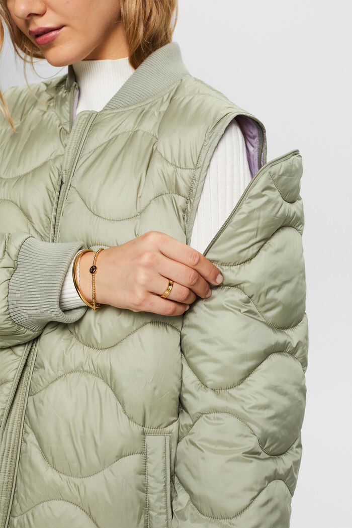Recyclé : le manteau matelassé transformable, DUSTY GREEN, detail image number 2
