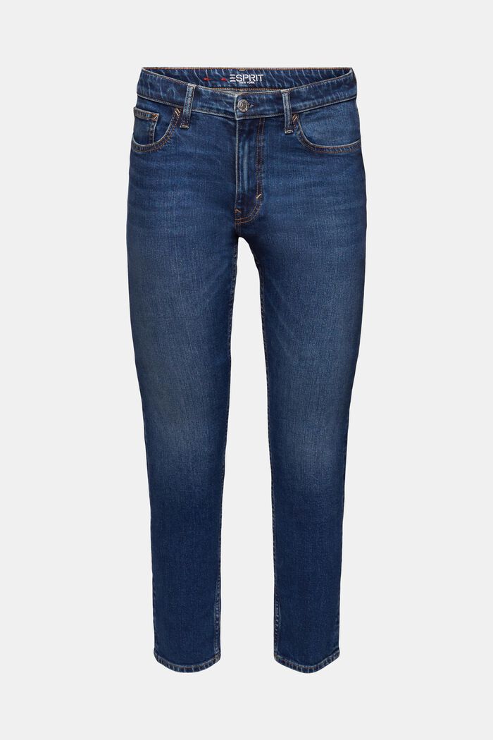 Schmale Jeans mit mittlerer Bundhöhe, BLUE DARK WASHED, detail image number 8