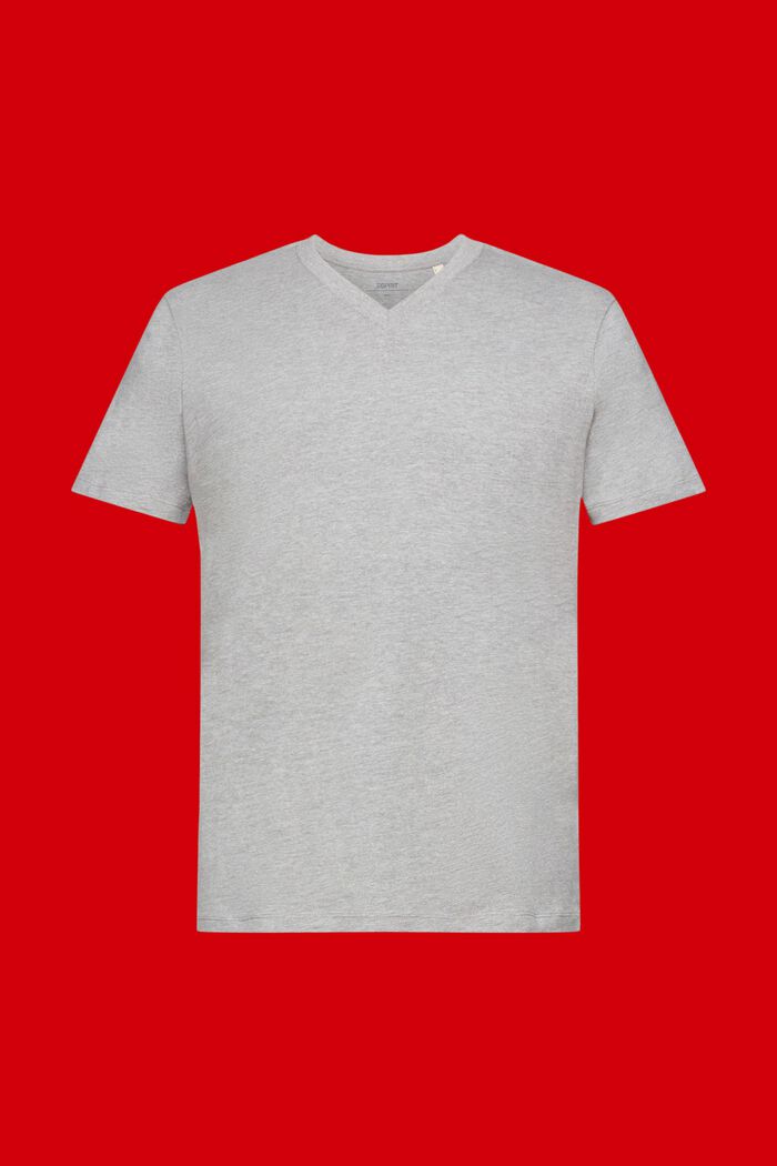 T-shirt en jersey à encolure en V de coupe Slim Fit, MEDIUM GREY, detail image number 6