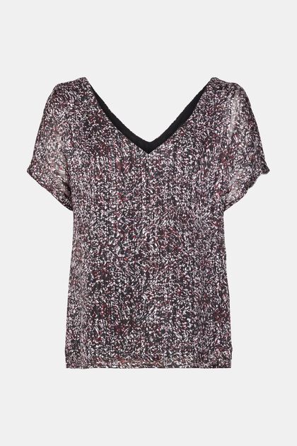Chiffonbluse mit Muster, BLACK, overview