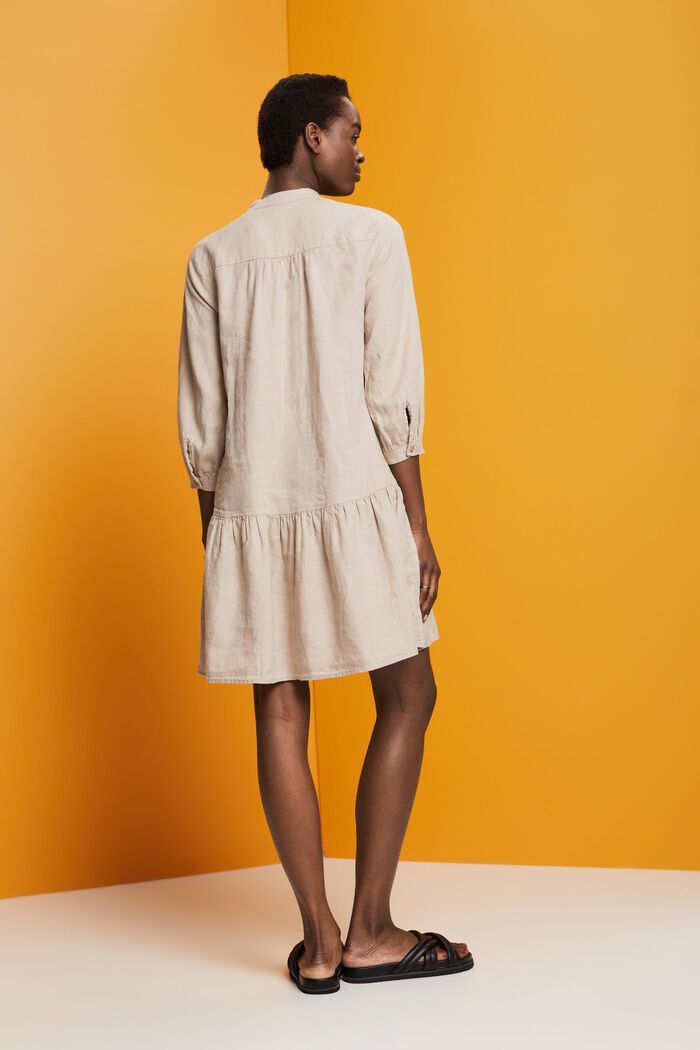 Mini robe-chemise, 100 % lin, LIGHT TAUPE, detail image number 3